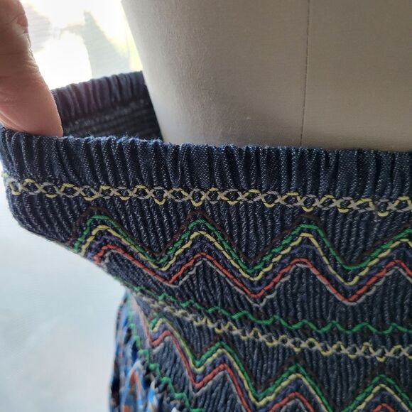 Coco Cabaña Boho Patchwork Skirt with demin dark blue Size M - Picture 5 of 6